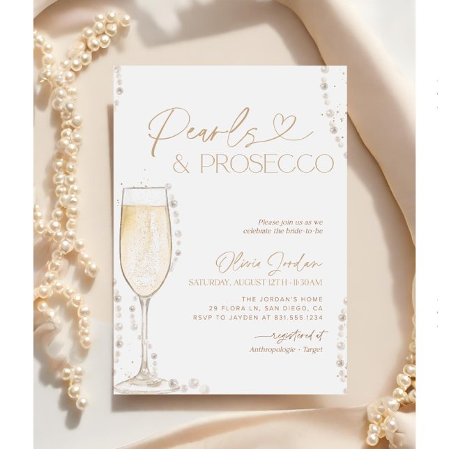 Perlen und Prosecco-Brautparty, Bridal Brunch Einladung (Von Creator hochgeladen)