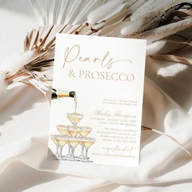Perlen und Prosecco-Brautparty, Brunch & Bubbly Einladung (Von Creator hochgeladen)