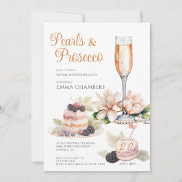 Perlen und Prosecco Brautparty Brunch Einladung