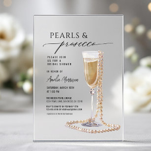 Perlen und Prosecco-Brautparty Champagner Acryleinladungen