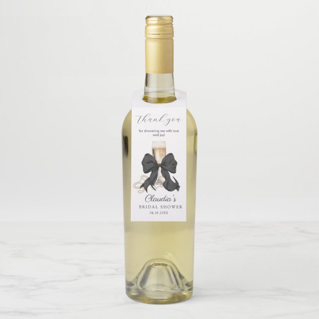 Perlen und Prosecco Brautparty Danke Flaschenanhänger (Auf Flasche)