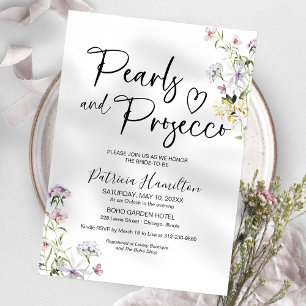 Perlen und Prosecco-Brautparty Einladung