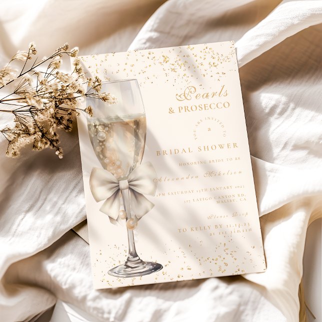 Perlen und Prosecco-Brautparty Einladung (Von Creator hochgeladen)