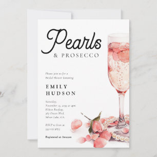 Perlen und Prosecco-Brautparty Einladung