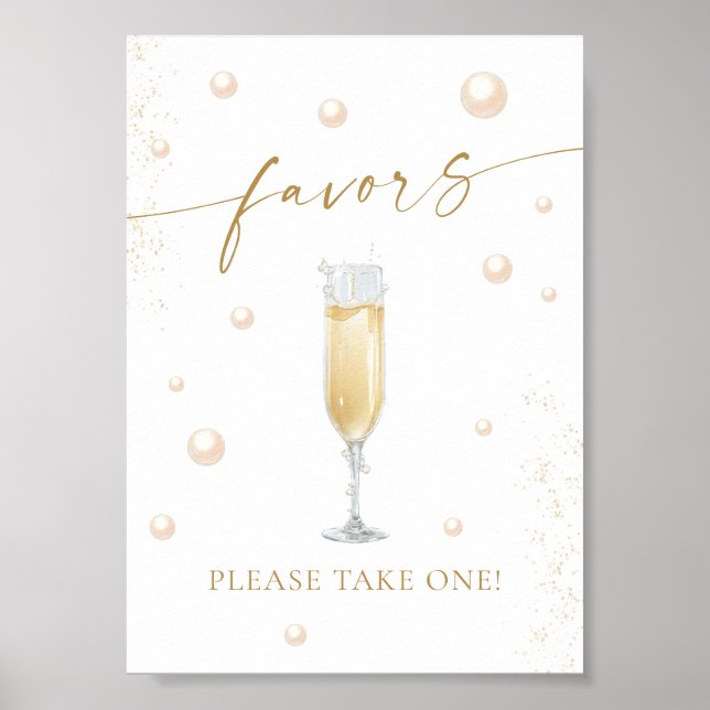 Perlen und Prosecco-Brautparty-Favoriten Poster (Vorne)