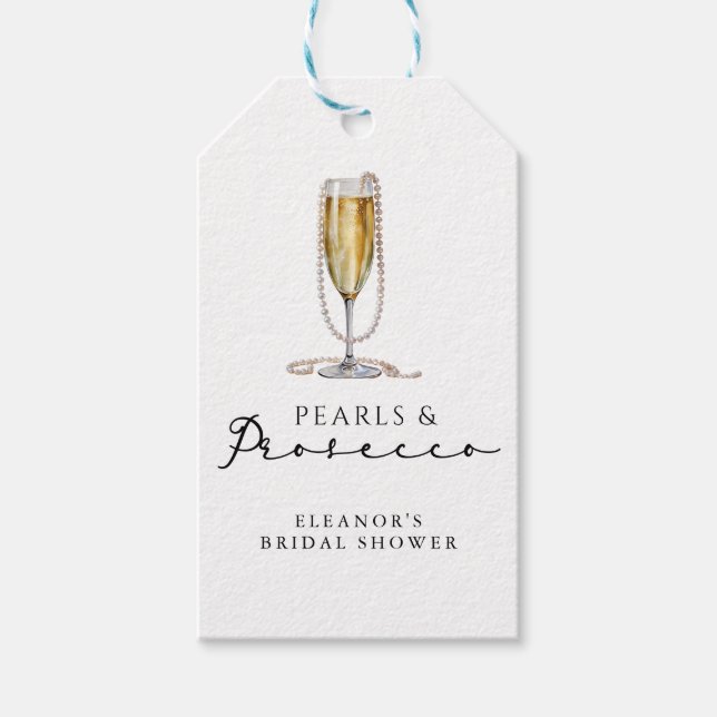 Perlen und Prosecco-Brautparty Geschenkanhänger (Vorderseite)