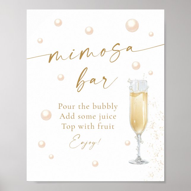 Perlen und Prosecco Brautparty Mimosa Bar Poster (Vorne)