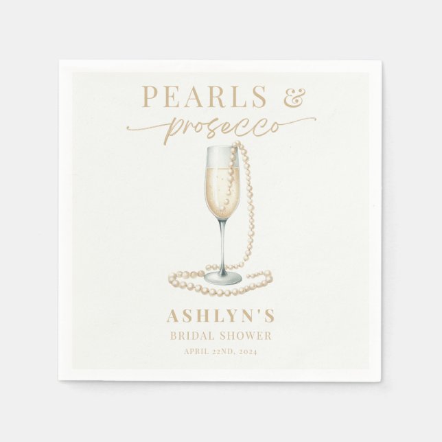 Perlen und Prosecco Brautparty Napkins Serviette (Vorderseite)