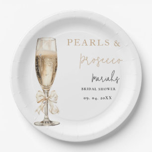Perlen und Prosecco-Brautparty Pappteller