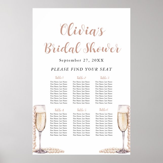 Perlen und Prosecco-Brautparty Poster (Vorne)