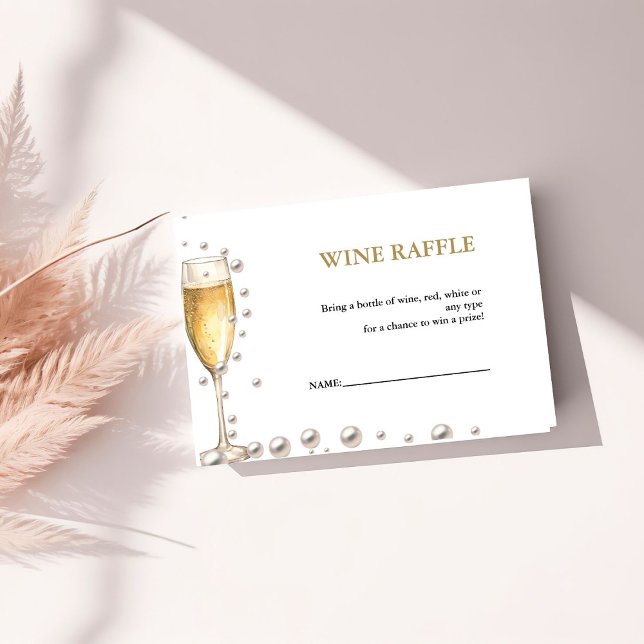 Perlen und Prosecco Brautparty Raffle Begleitkarte (Von Creator hochgeladen)