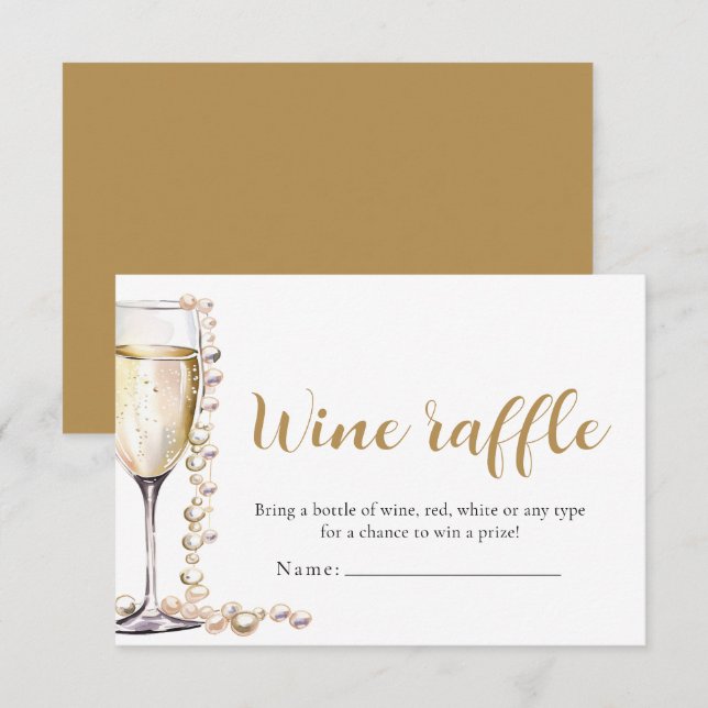 Perlen und Prosecco Brautparty Raffle Einladung (Vorne/Hinten)