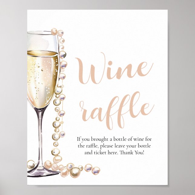 Perlen und Prosecco Brautparty Raffle Spiel Poster (Vorne)