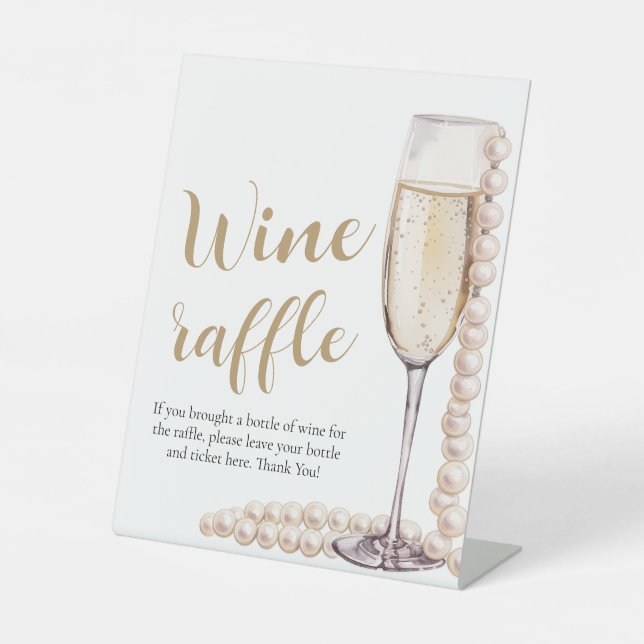 Perlen und Prosecco Brautparty Raffle Spiel Sockelschild (Vorderseite)