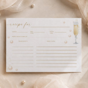 Perlen und Prosecco Brautparty Rezeptkarte Einladung