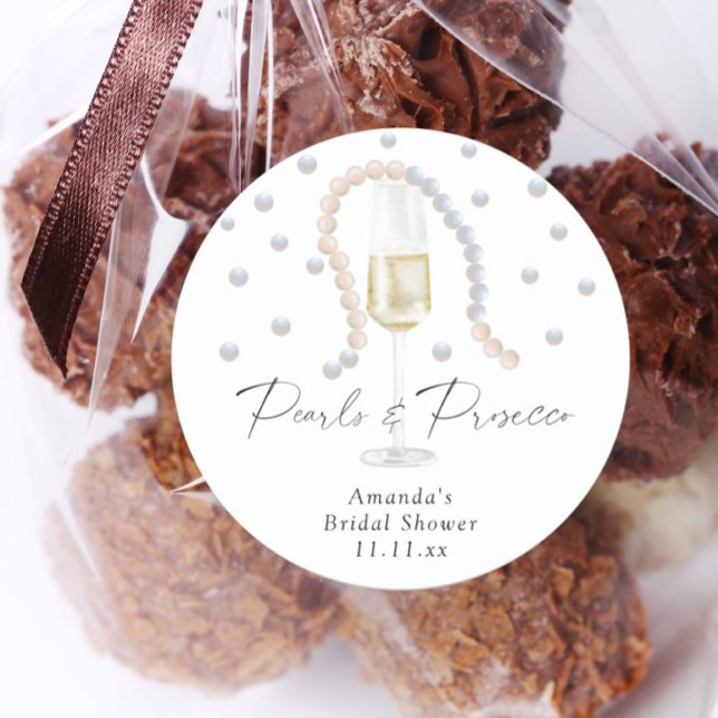 Perlen und Prosecco - Brautparty Runder Aufkleber (Von Creator hochgeladen)