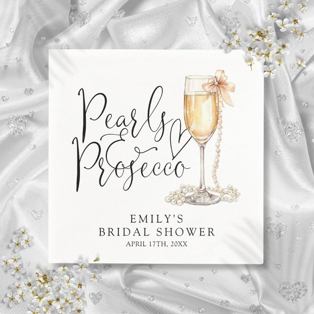 Perlen und Prosecco-Brautparty Serviette (Pearls And Prosecco Bridal Shower Napkins)