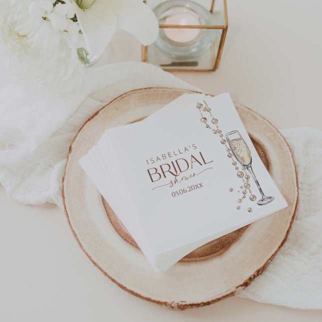 Perlen und Prosecco-Brautparty Serviette (Von Creator hochgeladen)