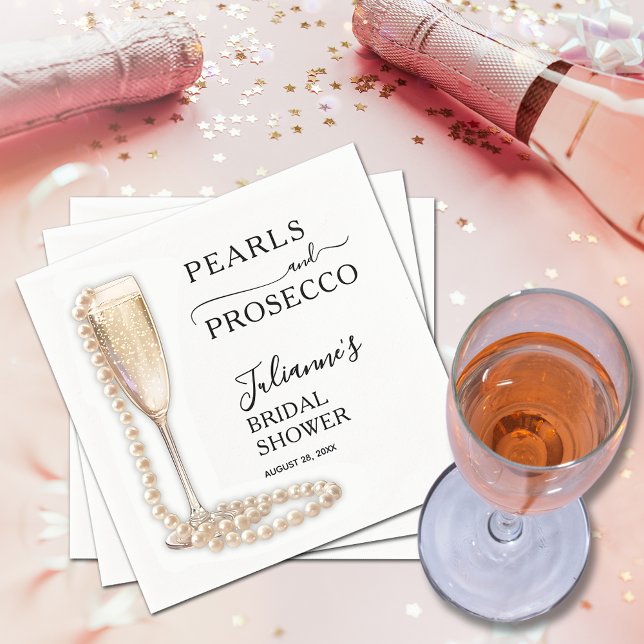 Perlen und Prosecco-Brautparty Serviette (Pearls and Prosecco Bridal Shower Napkins)