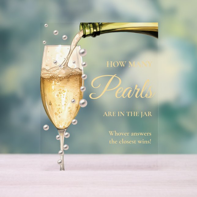 Perlen und Prosecco Brautparty Wie viele Perlen Acrylschild (Neutral)