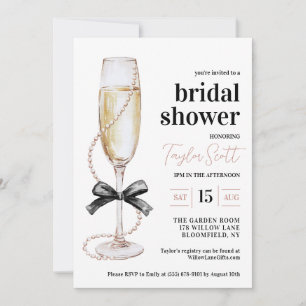 Perlen und Prosecco Bridal Dusche Einladung