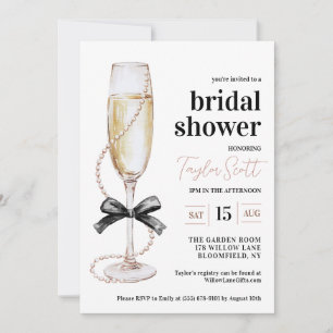 Perlen und Prosecco Bridal Dusche Einladung