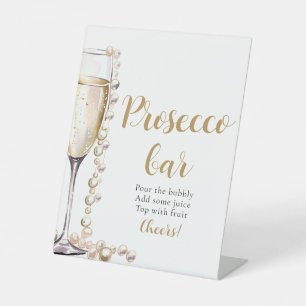 Perlen und Prosecco Champagne Prosecco Bar Sign Sockelschild
