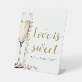 Perlen und Prosecco Champagner Liebe ist Sweet Sig Sockelschild
