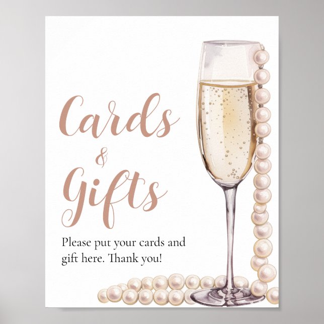 Perlen und Prosecco Champagnerkarten und Geschenke Poster (Vorne)