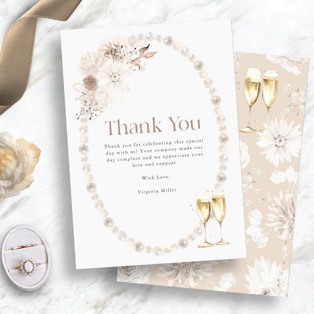 Perlen und Prosecco Dankeskarte (Pearls and Prosecco Thank You Card
)