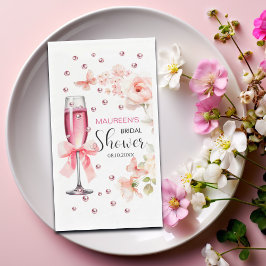 Perlen und Prosecco Dusty Pink Roses Brautparty Serviette