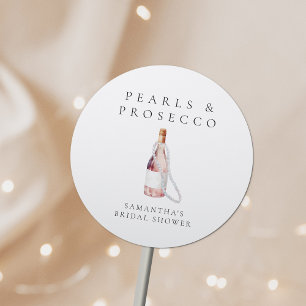 Perlen und Prosecco Elegante Brautparty Runder Aufkleber