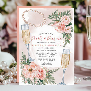 Perlen und Prosecco Elegante Bridal Shower Einladung