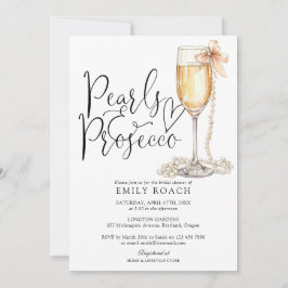 Perlen und Prosecco Elegantes Brautparty Einladung