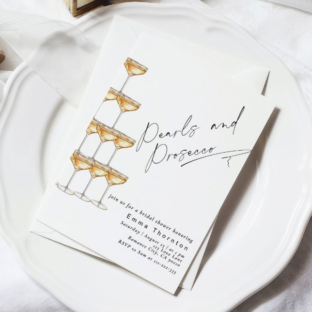 Perlen und Prosecco Elegantes Brautparty Einladung (Von Creator hochgeladen)