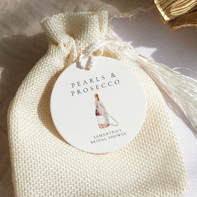 Perlen und Prosecco Elegantes Brautparty Geschenkanhänger (Von Creator hochgeladen)