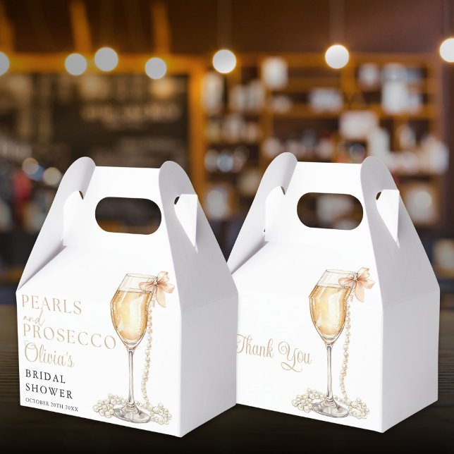 Perlen und Prosecco Elegantes Brautparty Geschenkschachtel (Pearls And Prosecco Elegant Bridal Shower Favor Boxes)