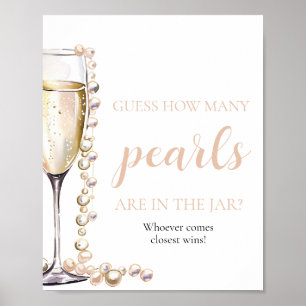 Perlen und Prosecco Errate wie viele Perlen Spiel Poster