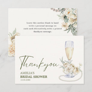 Perlen und Prosecco Florale Brautparty Dankeskarte