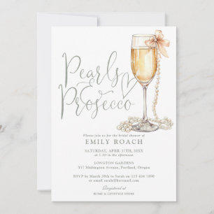 Perlen und Prosecco Foto QR Code Brautparty Einladung