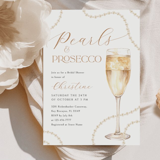 Perlen und Prosecco-Gold-Brautparty Einladung (Von Creator hochgeladen)