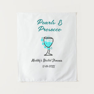 Perlen und Prosecco-Junggesellinnenabschied blau s Wandteppich