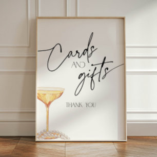 Perlen und Prosecco Karten und Geschenke Fußbodens Sockelschild