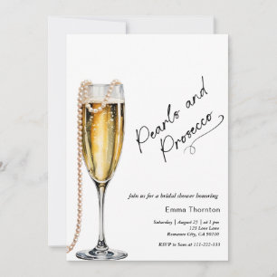 Perlen und Prosecco minimal Modernes Brautparty Einladung