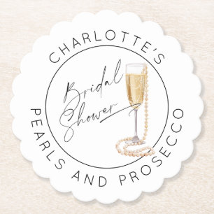 Perlen und Prosecco Moderne Schrift Bridal Shower Untersetzer