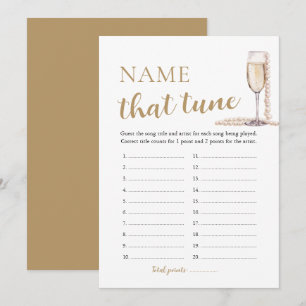Perlen und Prosecco Name, dass Tune Bridal Spiel Einladung