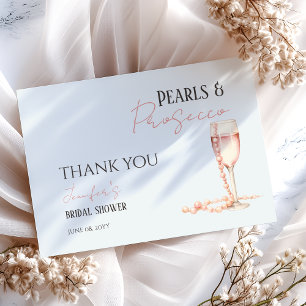 Perlen und Prosecco Rosa Brautparty Dankeskarte