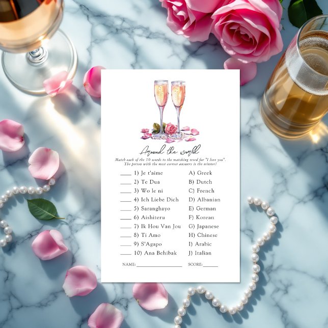 Perlen und Prosecco Rund um das Brautparty (Pearls and Prosecco Around the World Bridal Shower)