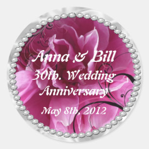 Perlen und rosa Wirbel Save the Date Aufkleber