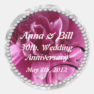 Perlen und rosa Wirbel Save the Date Aufkleber